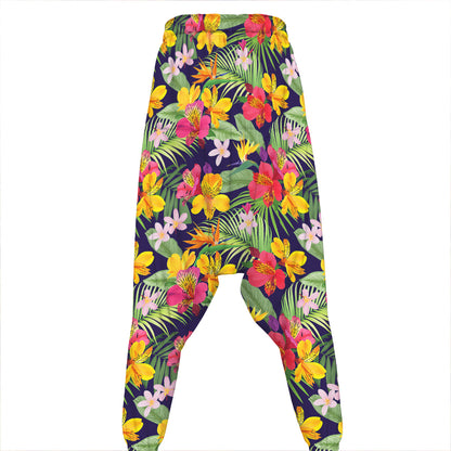 Tropical Alstroemeria Pattern Print Hammer Pants