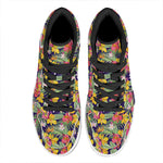 Tropical Alstroemeria Pattern Print High Top Leather Sneakers
