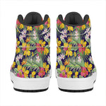 Tropical Alstroemeria Pattern Print High Top Leather Sneakers