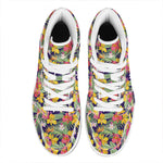 Tropical Alstroemeria Pattern Print High Top Leather Sneakers