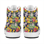 Tropical Alstroemeria Pattern Print High Top Leather Sneakers