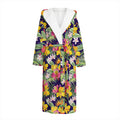 Tropical Alstroemeria Pattern Print Hooded Bathrobe