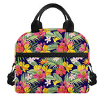 Tropical Alstroemeria Pattern Print Insulated Lunch Bag