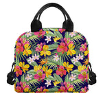 Tropical Alstroemeria Pattern Print Insulated Lunch Bag
