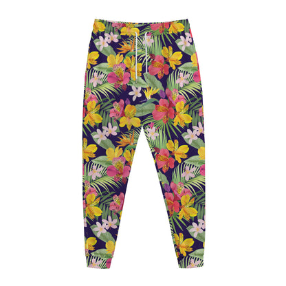 Tropical Alstroemeria Pattern Print Jogger Pants