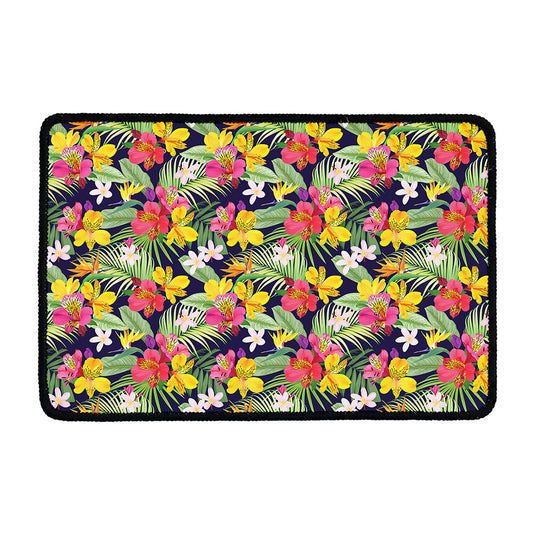 Tropical Alstroemeria Pattern Print Kitchen Mat