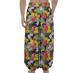 Tropical Alstroemeria Pattern Print Lantern Pants