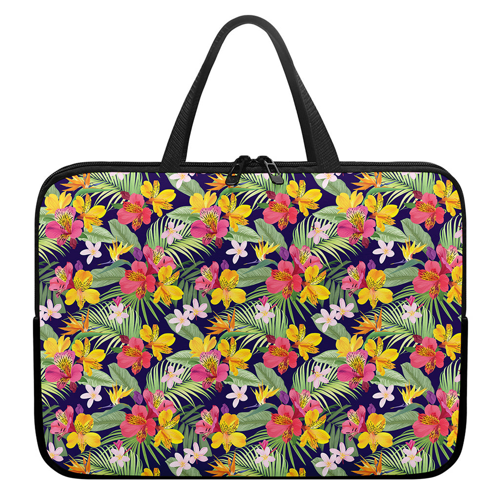 Tropical Alstroemeria Pattern Print Laptop Sleeve With Handle