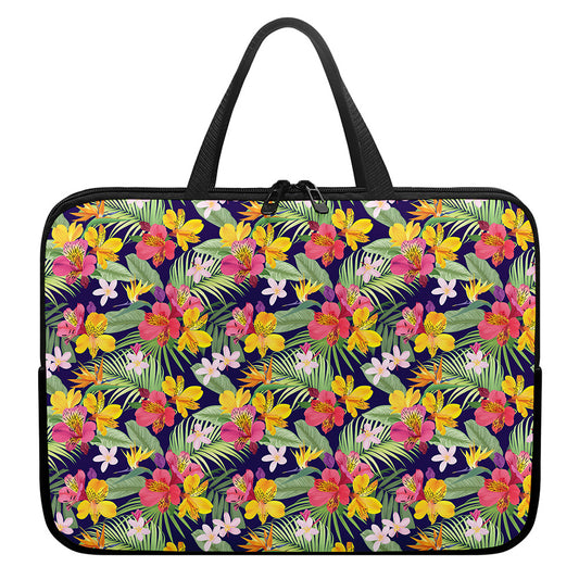 Tropical Alstroemeria Pattern Print Laptop Sleeve With Handle