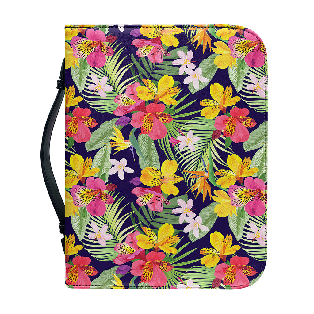 Tropical Alstroemeria Pattern Print Leather Bible Cover
