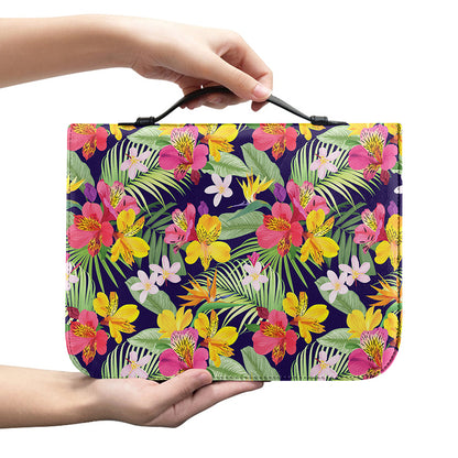 Tropical Alstroemeria Pattern Print Leather Bible Cover