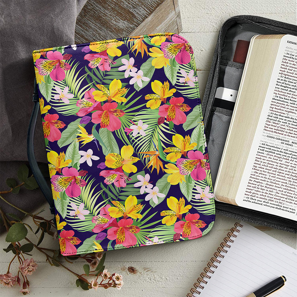 Tropical Alstroemeria Pattern Print Leather Bible Cover
