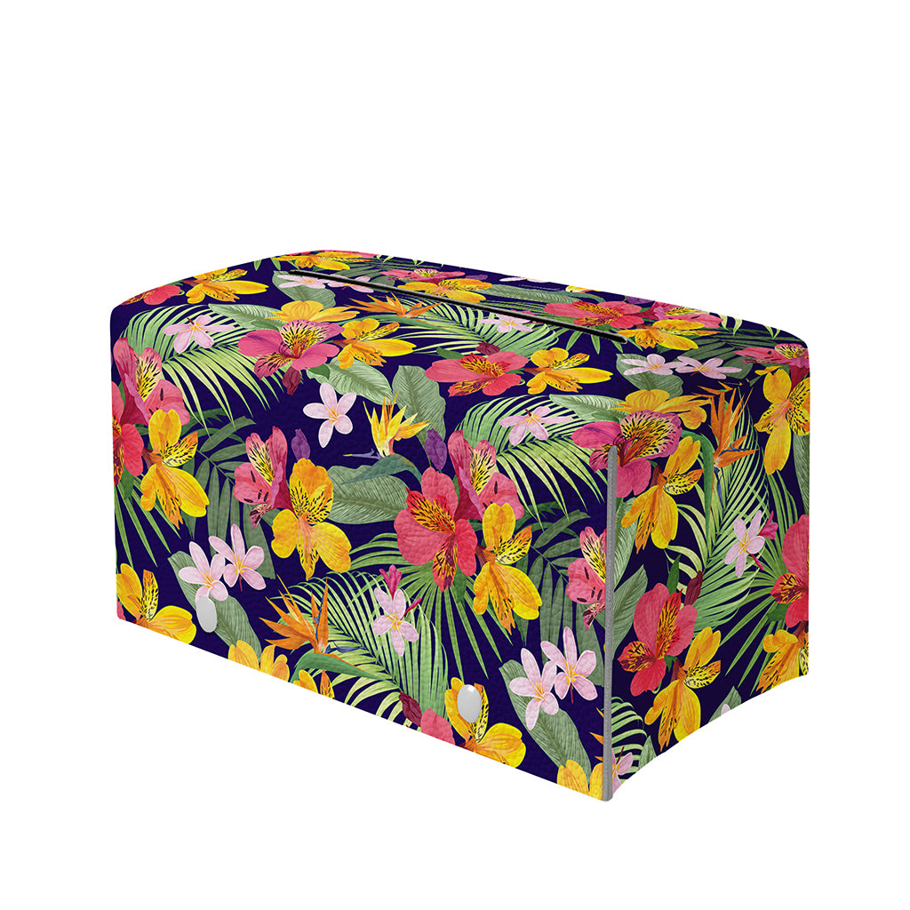 Tropical Alstroemeria Pattern Print Leather Tissue Box Cover