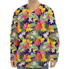 Tropical Alstroemeria Pattern Print Long Sleeve Baseball Jersey