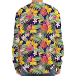 Tropical Alstroemeria Pattern Print Long Sleeve Baseball Jersey