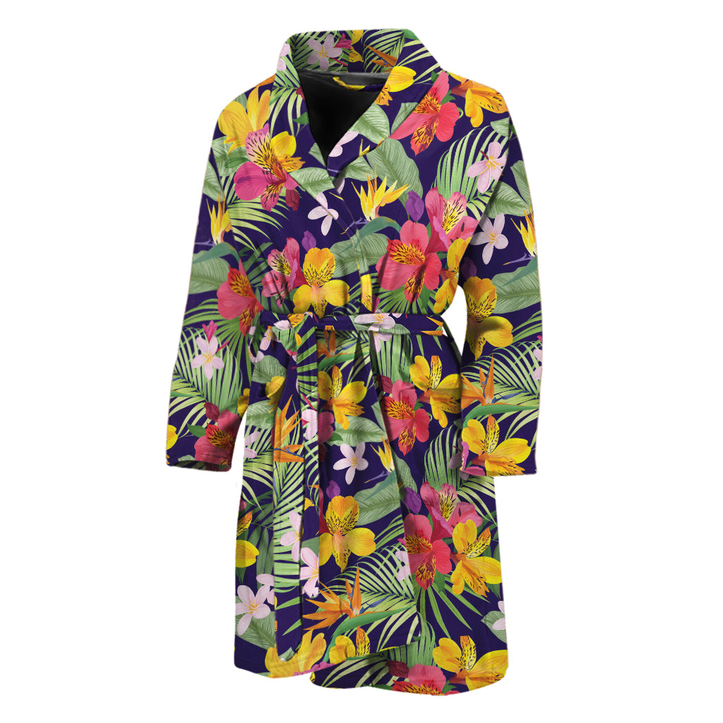 Tropical Alstroemeria Pattern Print Men's Bathrobe