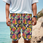 Tropical Alstroemeria Pattern Print Men's Cargo Shorts