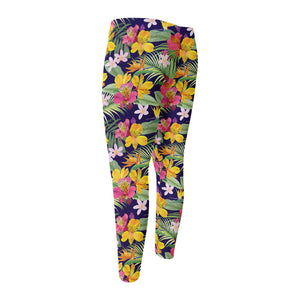 Tropical Alstroemeria Pattern Print Men's Compression Pants