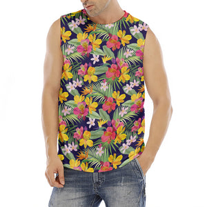 Tropical Alstroemeria Pattern Print Men's Fitness Tank Top