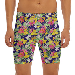 Tropical Alstroemeria Pattern Print Men's Long Boxer Briefs