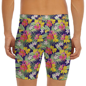 Tropical Alstroemeria Pattern Print Men's Long Boxer Briefs