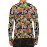 Tropical Alstroemeria Pattern Print Men's Long Sleeve Rash Guard