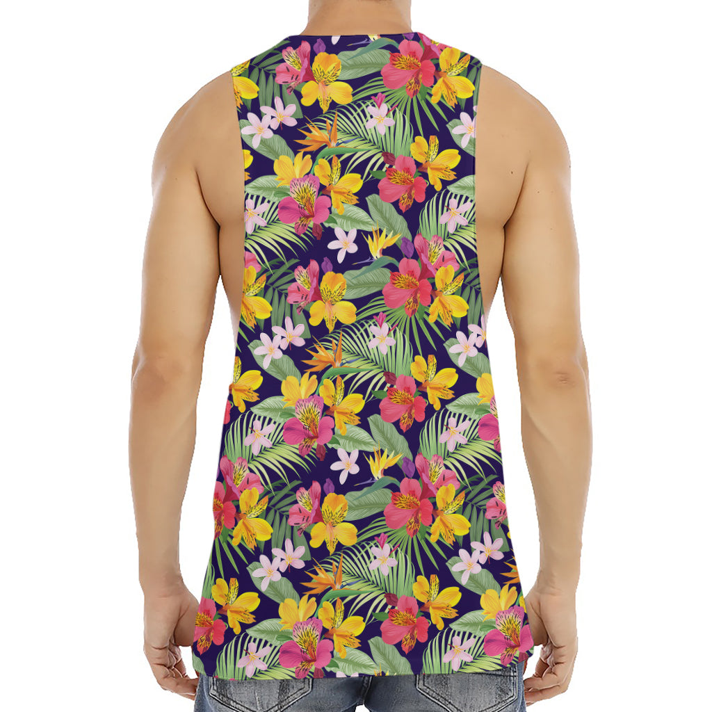 Tropical Alstroemeria Pattern Print Men's Muscle Tank Top