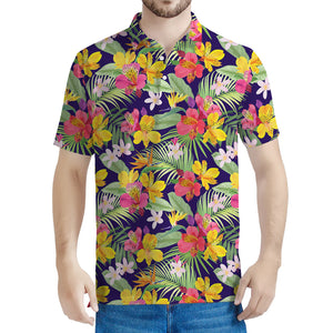 Tropical Alstroemeria Pattern Print Men's Polo Shirt