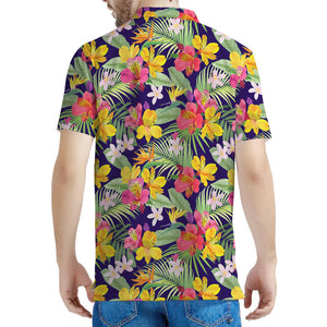 Tropical Alstroemeria Pattern Print Men's Polo Shirt