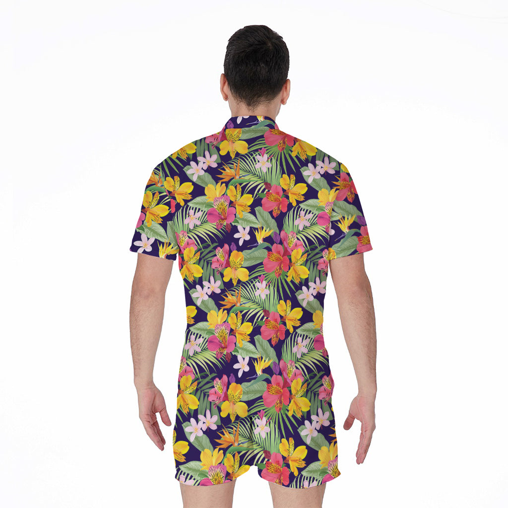 Tropical Alstroemeria Pattern Print Men's Rompers