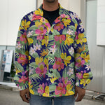 Tropical Alstroemeria Pattern Print Men's Shirt Jacket