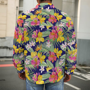 Tropical Alstroemeria Pattern Print Men's Shirt Jacket