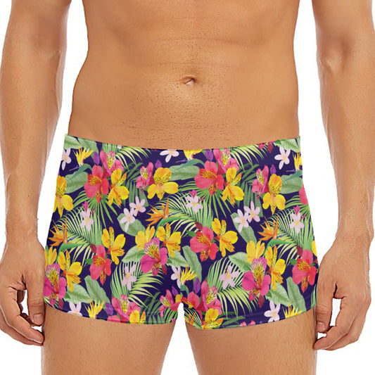 Tropical Alstroemeria Pattern Print Men's Short Boxer Briefs