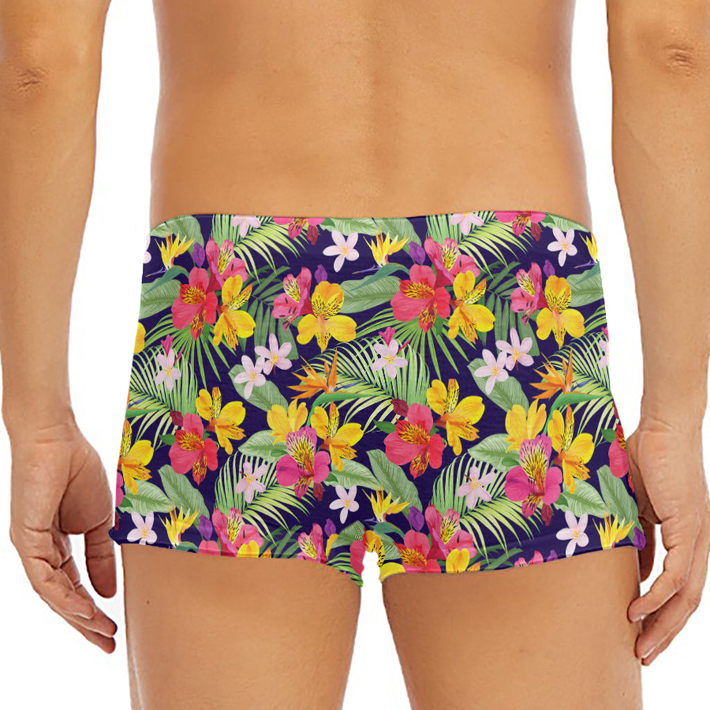 Tropical Alstroemeria Pattern Print Men's Short Boxer Briefs