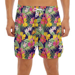 Tropical Alstroemeria Pattern Print Men's Split Running Shorts