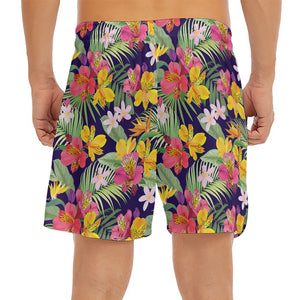 Tropical Alstroemeria Pattern Print Men's Split Running Shorts