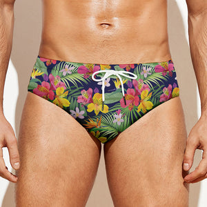 Tropical Alstroemeria Pattern Print Men's Swim Briefs