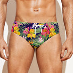 Tropical Alstroemeria Pattern Print Men's Swim Briefs