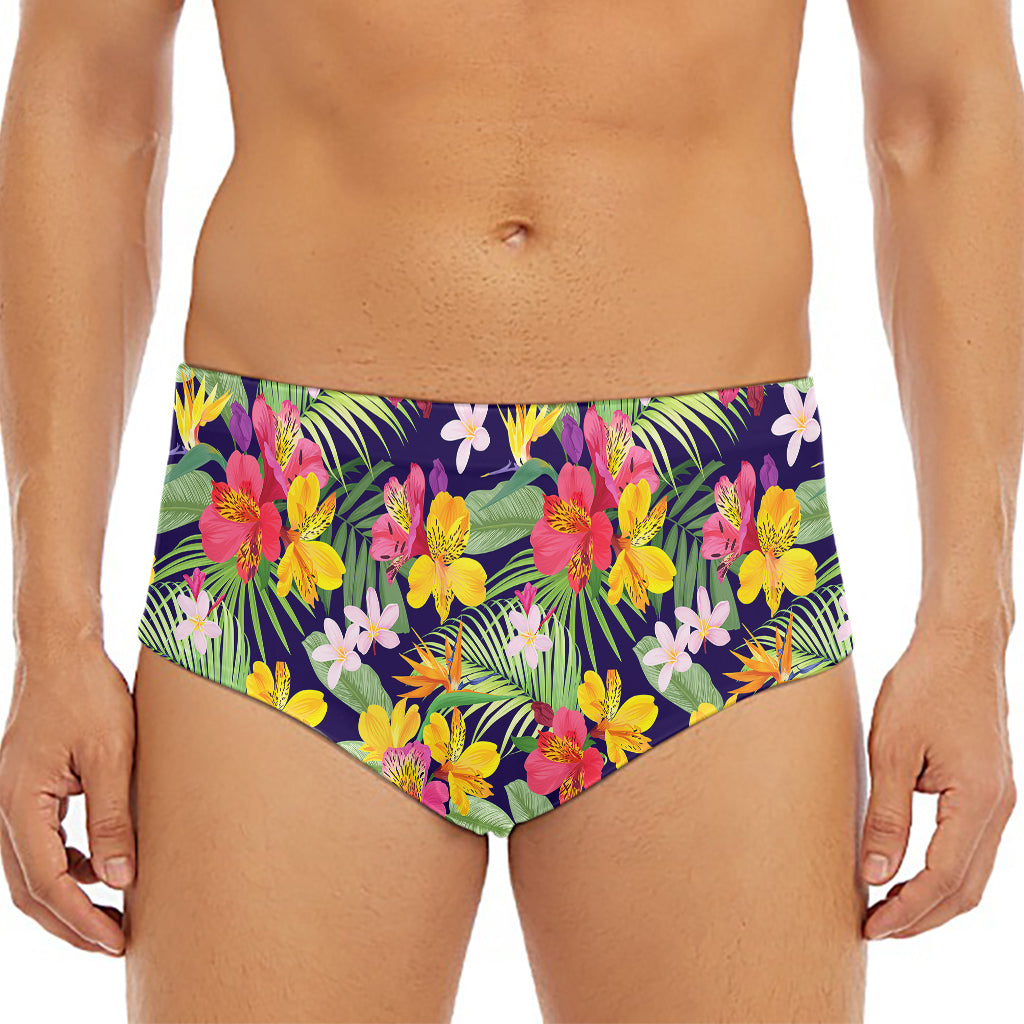 Tropical Alstroemeria Pattern Print Men's Triangle Swim Briefs