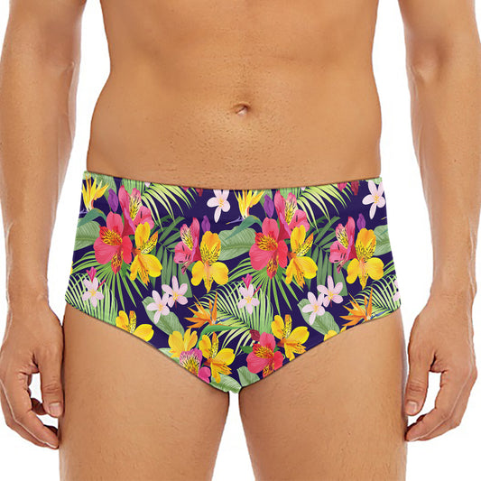Tropical Alstroemeria Pattern Print Men's Triangle Swim Briefs