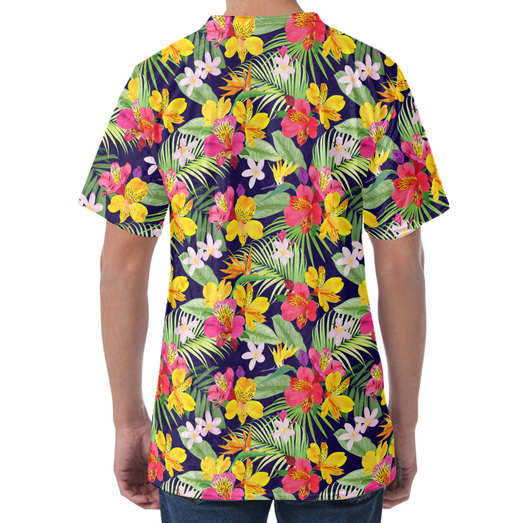 Tropical Alstroemeria Pattern Print Men's Velvet T-Shirt