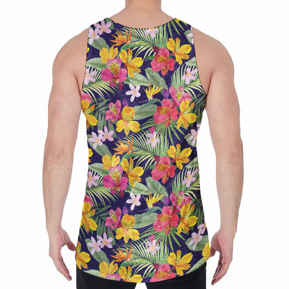 Tropical Alstroemeria Pattern Print Men's Velvet Tank Top