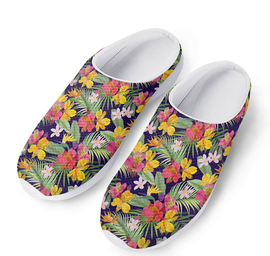 Tropical Alstroemeria Pattern Print Mesh Casual Shoes
