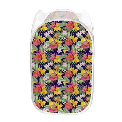 Tropical Alstroemeria Pattern Print Mesh Laundry Hamper
