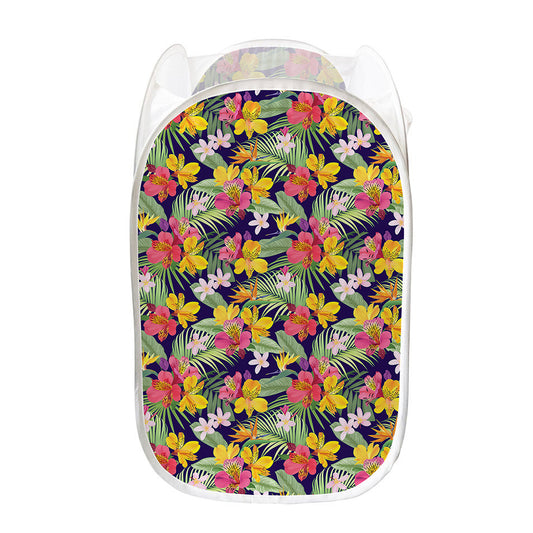 Tropical Alstroemeria Pattern Print Mesh Laundry Hamper