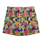 Tropical Alstroemeria Pattern Print Mesh Shorts