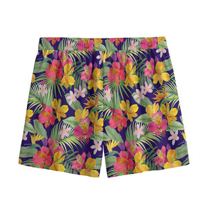 Tropical Alstroemeria Pattern Print Mesh Shorts