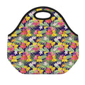 Tropical Alstroemeria Pattern Print Neoprene Lunch Bag