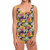 Tropical Alstroemeria Pattern Print One Piece Swimsuit