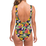 Tropical Alstroemeria Pattern Print One Piece Swimsuit